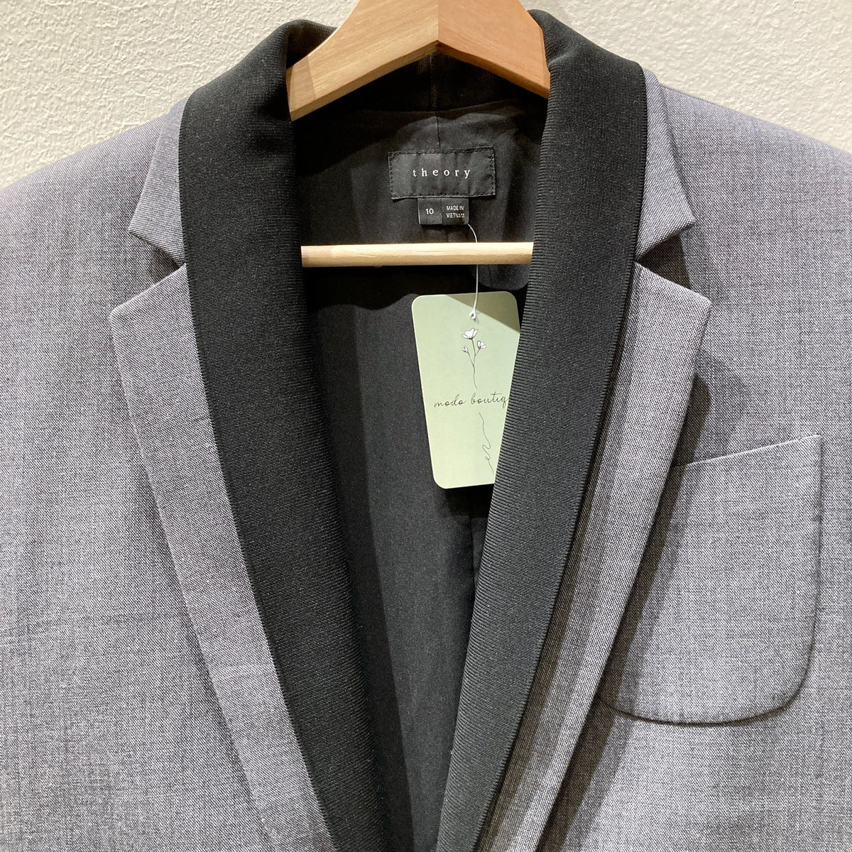 Theory Gray Black Single Button Donelly Blazer Jacket - Size 10 - 0907LR