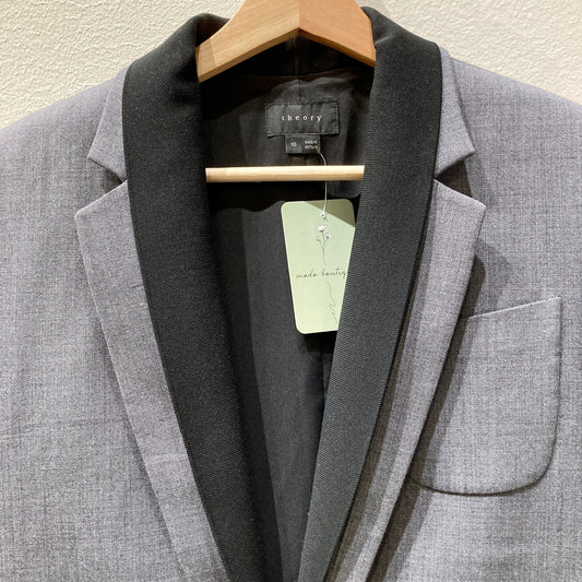 Theory Gray Black Single Button Donelly Blazer Jacket - Size 10 - 0907LR