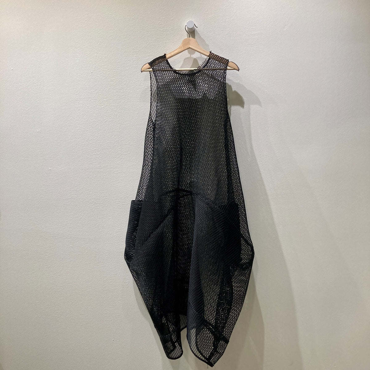 HEYDARI Black Mesh Net Fabric Lagenlook Midi Dress - Size M - 0914SM