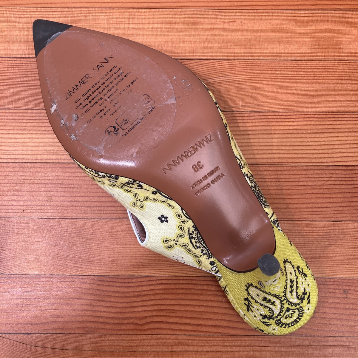 Zimmermann $575 Yellow Bandana Aura Mules Heels - Size 38 / 7.5 w / box - 1017SC