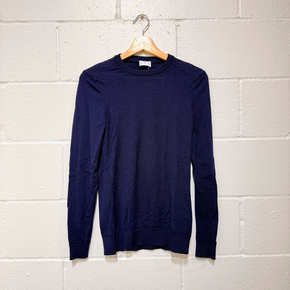 Asket Navy Merino Wool Crew Neck Pullover Sweater - Size M - 0913ST