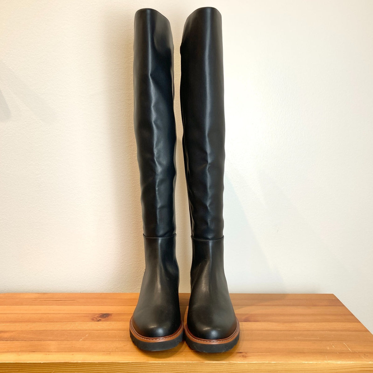 Stuart Weitzman Black Leather City Over the Knee Boots - Size 8.5 - NEW - 0320JS