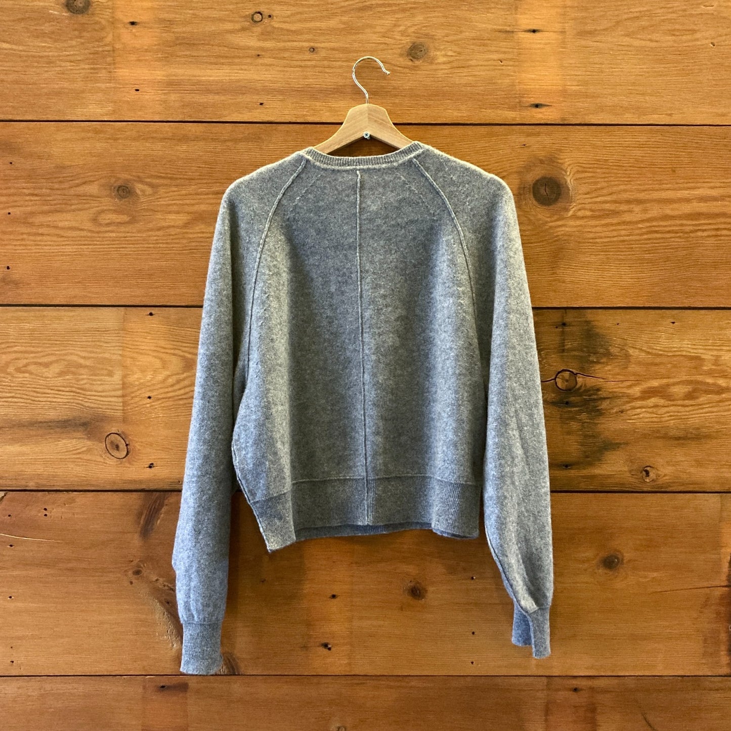 M - Free People Gray Henley Neck 100% Cashmere Relaxed Fit Sweater 0206BS