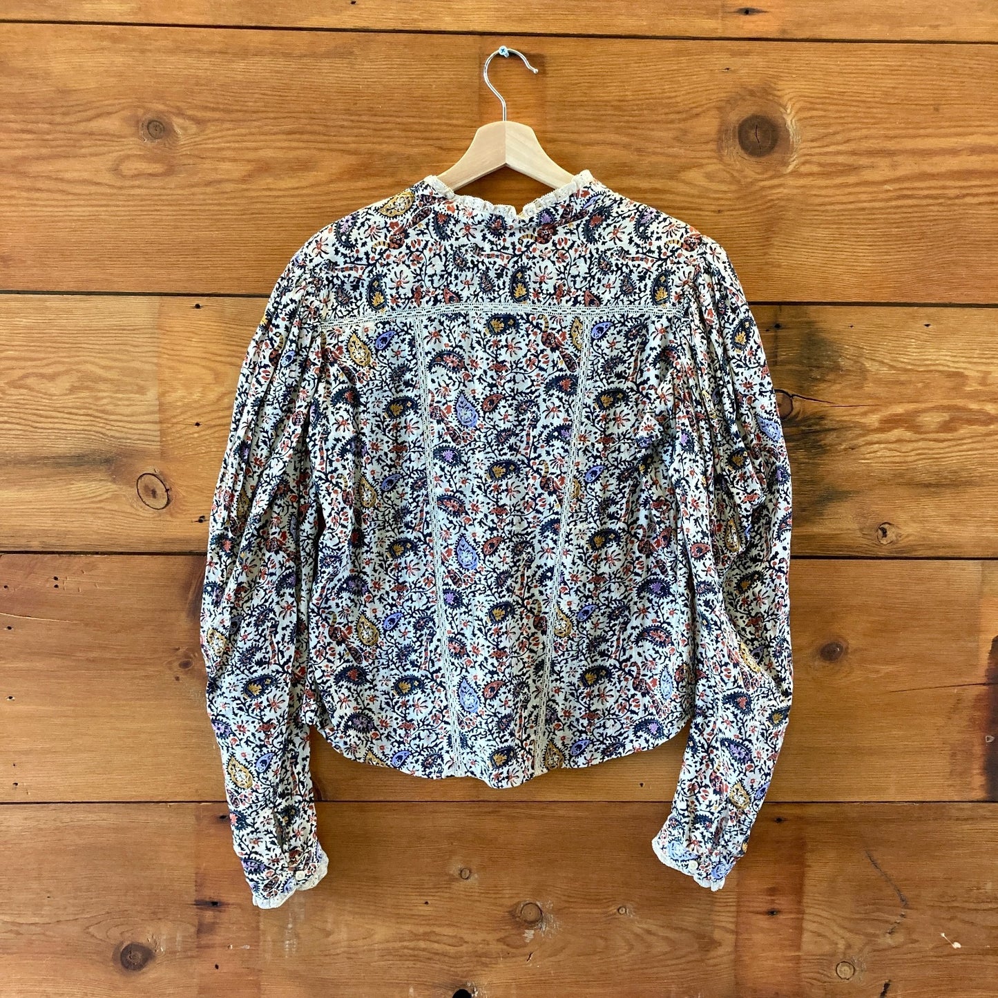 Etoile Isabel Marant Paisley Puff Sleeve Button Up Top - Size 42 / L - 0914SM