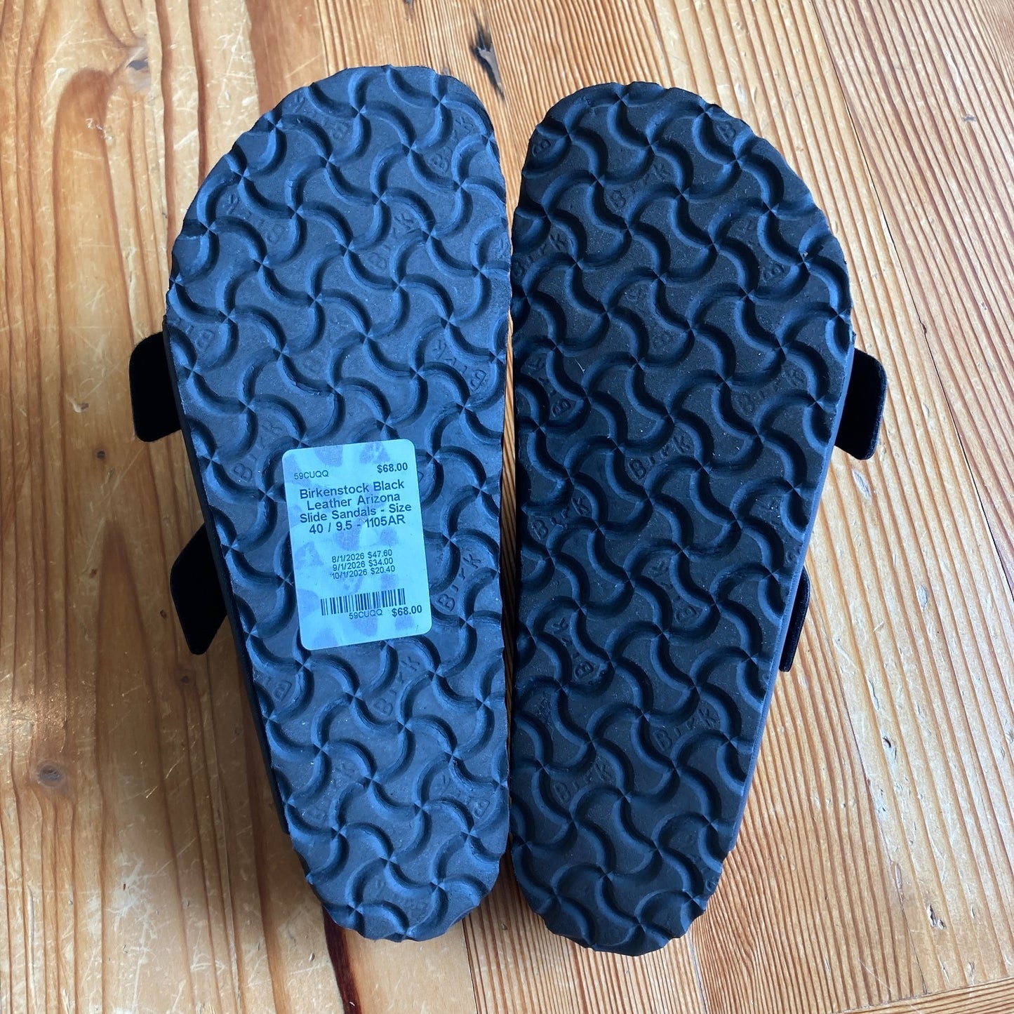 Birkenstock Black Leather Arizona Slide Sandals - Size 40 / 9.5 - 1105AR