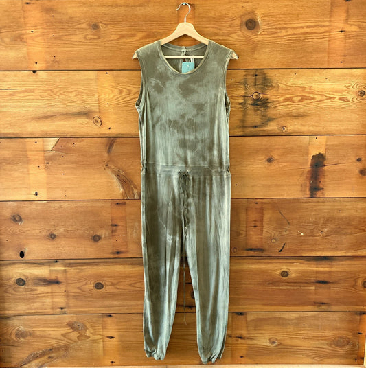 Raquel Allegra Green TieDye Sleeveless Drawstring Jumpsuit - Size 1 / S - 1016LD