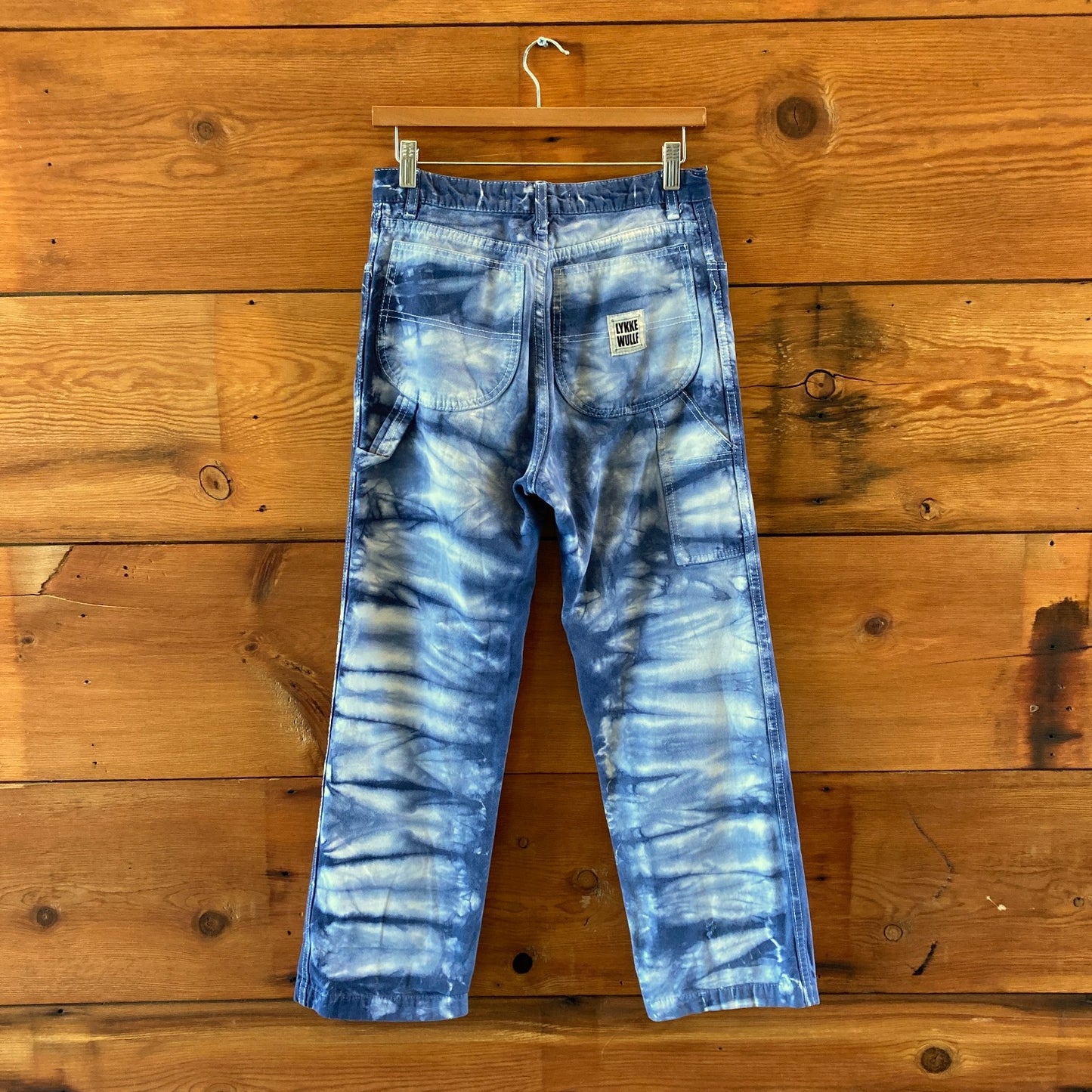 Lykke Wullf Blue Tie Dye Workwear Carpenter Straight Leg Pants - Size 4 - 1002MG