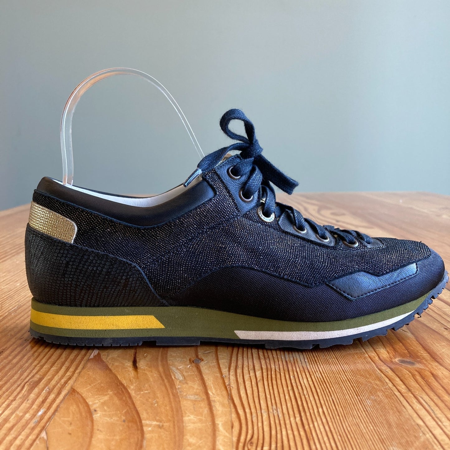 Lanvin Black Reflective Lace Up Leather Sneakers Shoes - Size 39 / 8 - 1217RM