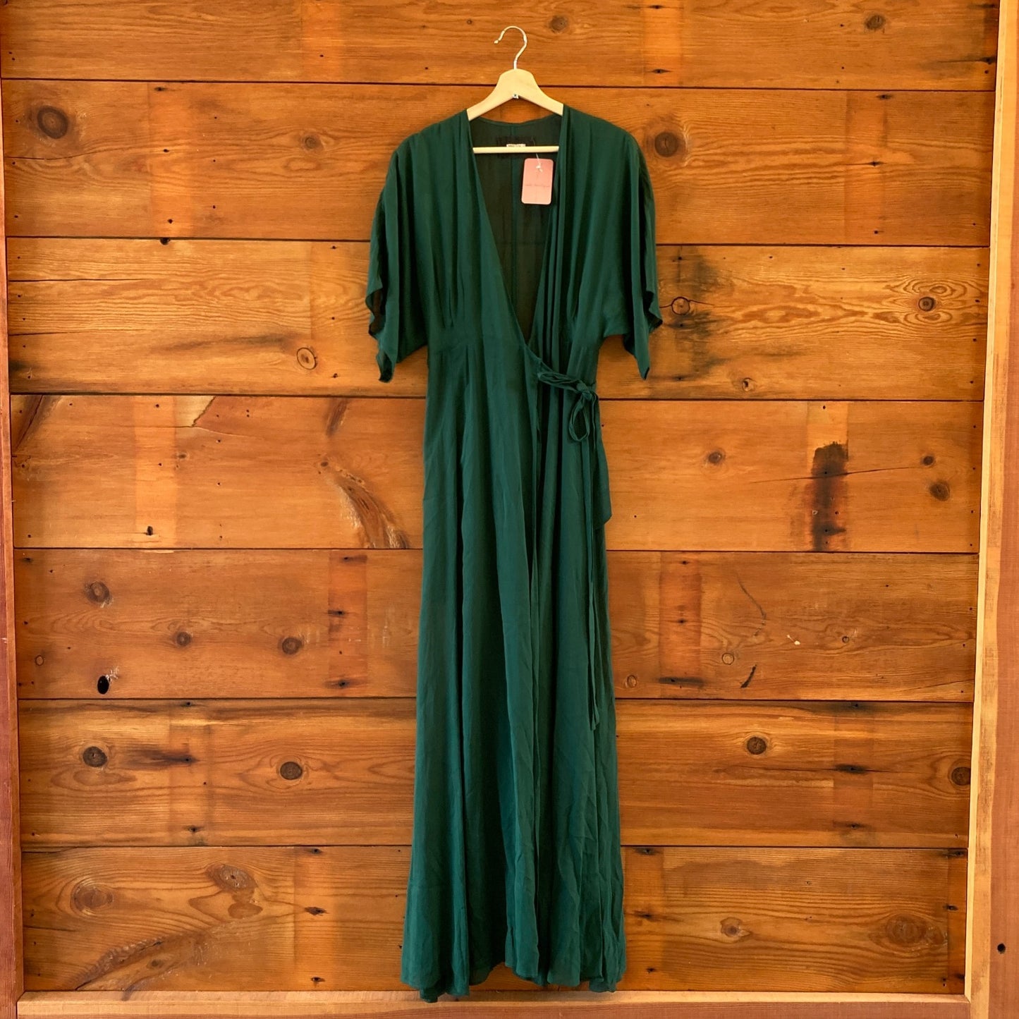6 - Reformation Emerald Green Sheer Crepe Maxi Wrap Dress 0628AC