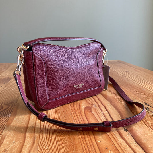 Kate Spade New York Burgundy Pebbled Leather Crossbody Crush Bag - 0311AY
