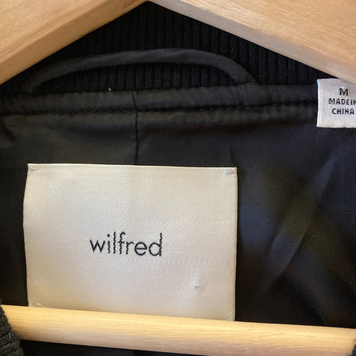 M - Wilfred Aritzia Black Numbers Oversized Crepe Bomber Jacket 1009EF