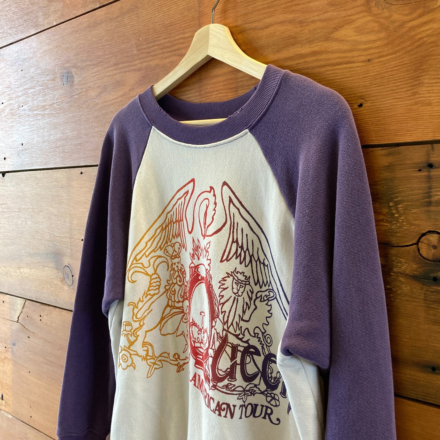 Madeworn White Purple Two-Tone Handcrafted Queen Sweatshirt - Size M - 0204MP