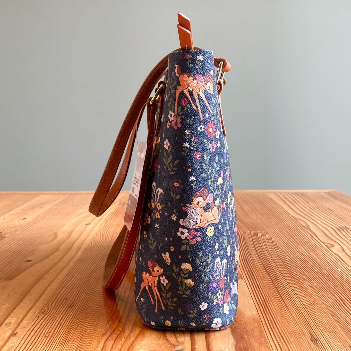 Dooney & Bourke Navy Bambi Thumper Floral Disney Parks Tote Bag Purse 0210AM