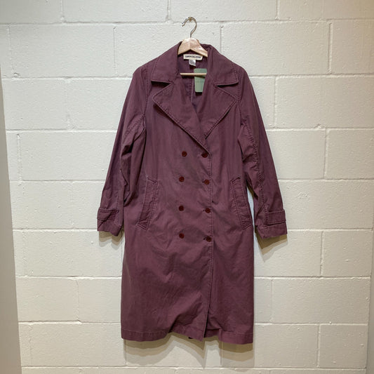 Caron Callahan Purple Double Breasted Long Trench Coat Jacket - Size S - 0419JP