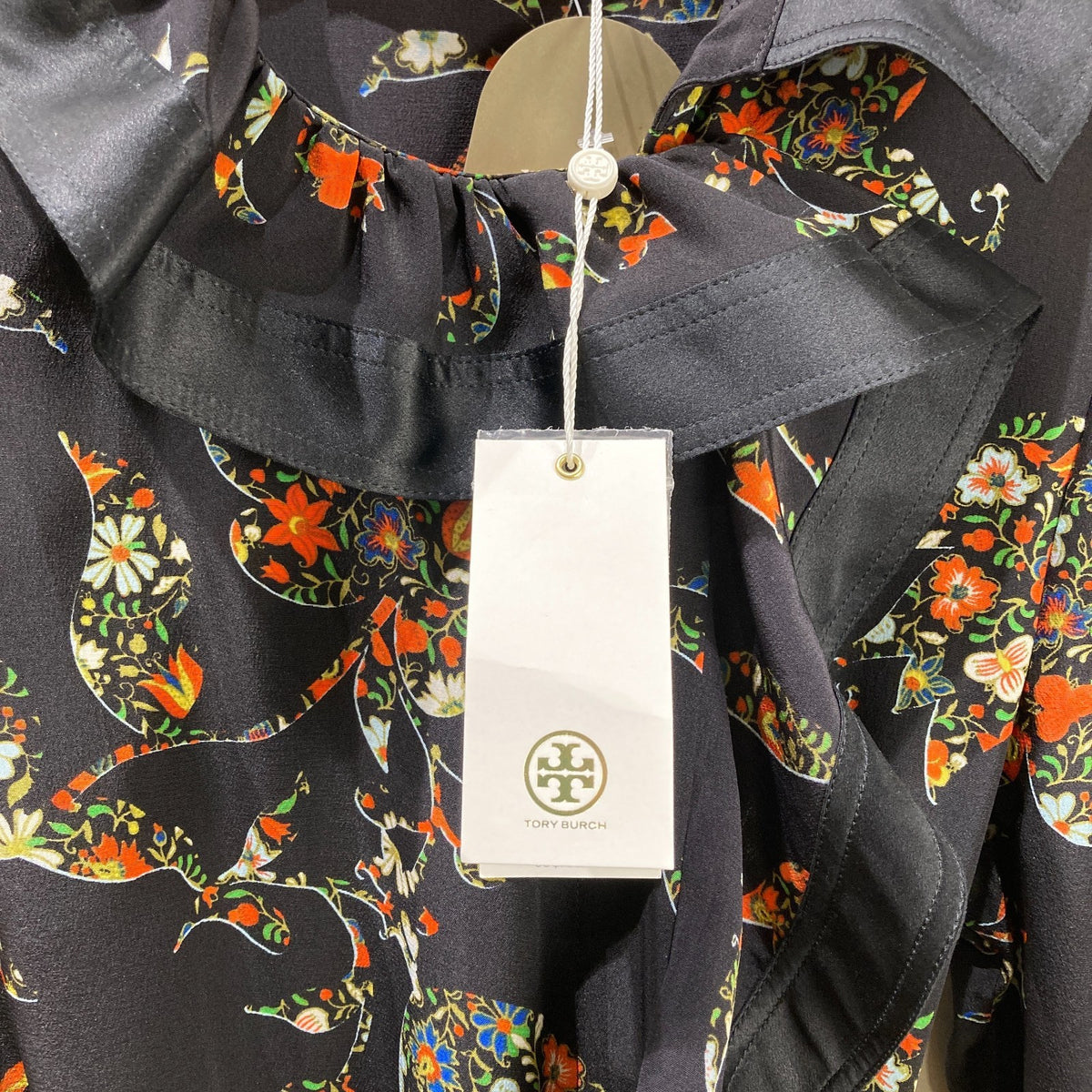Tory Burch $798 Black Sacred Floral Ruffle Wrap Midi Dress - Sz 2 - NEW - 1017SC