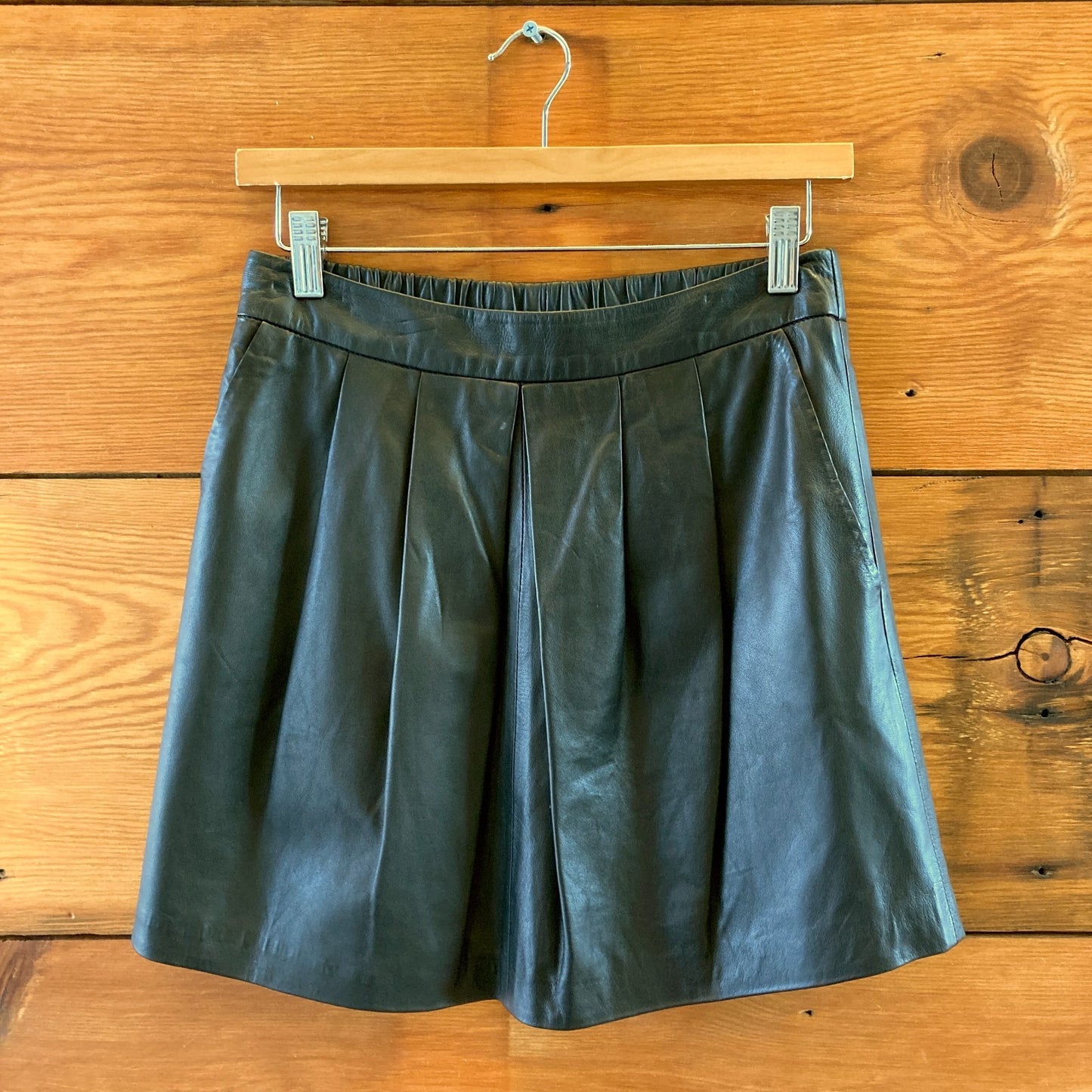 The Fisher Project Eileen Fisher Black Leather Mini Skirt - Size XS - 0209SB
