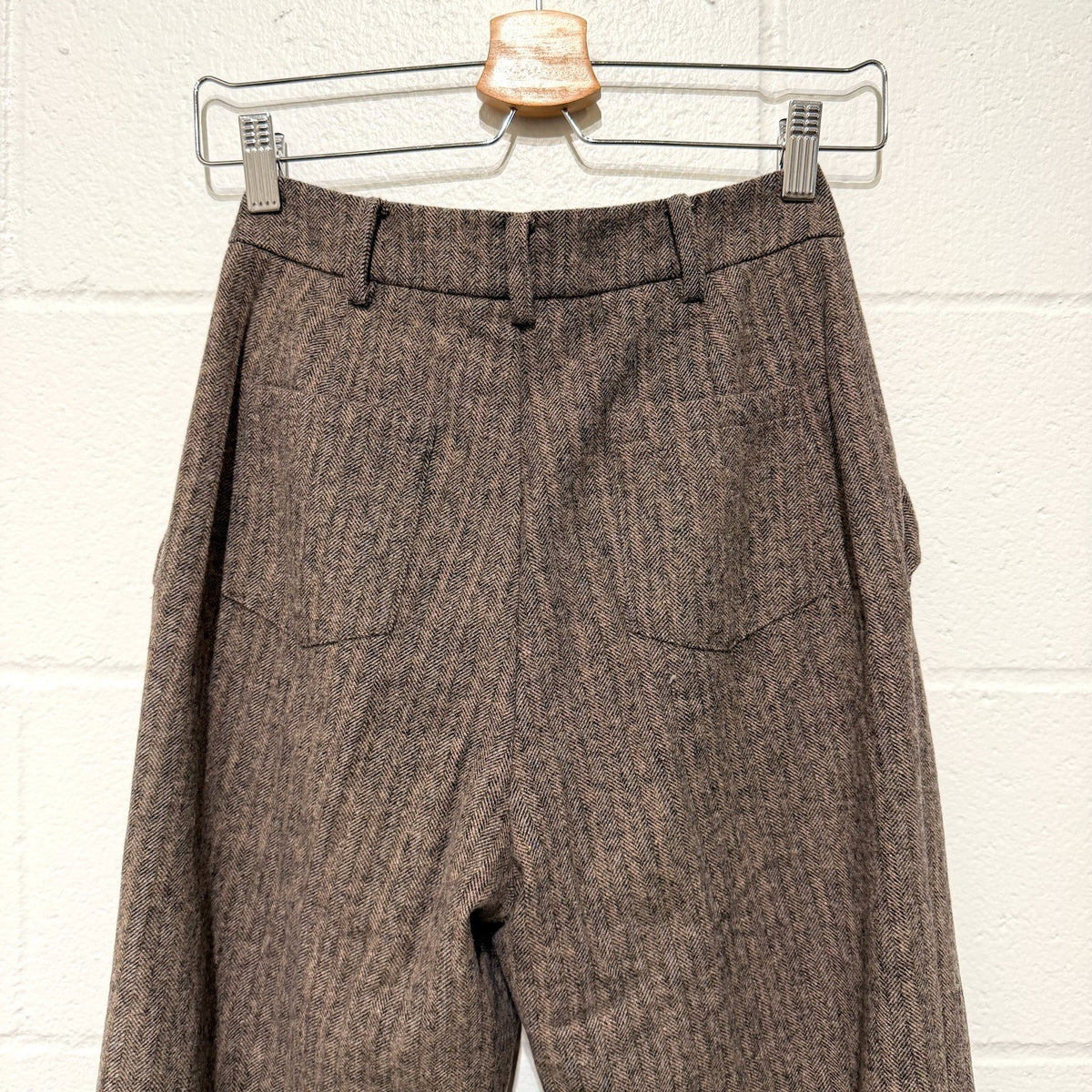 Petite Studio NYC X SuggyL Brown Herringbone Reign Wool Pants - Size XS - 0312IG