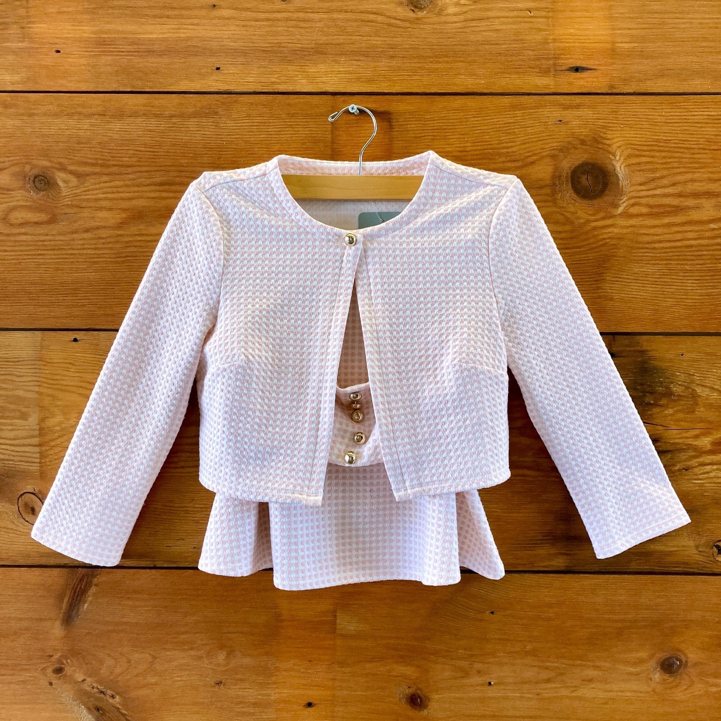 Reformation Pink White Elosia 3 Piece Skirt Top Jacket Set - Size XS - 0206SB