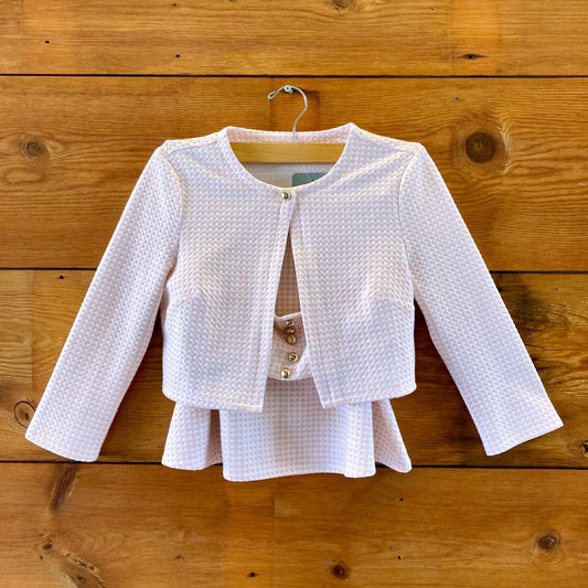 Reformation Pink White Elosia 3 Piece Skirt Top Jacket Set - Size XS - 0206SB