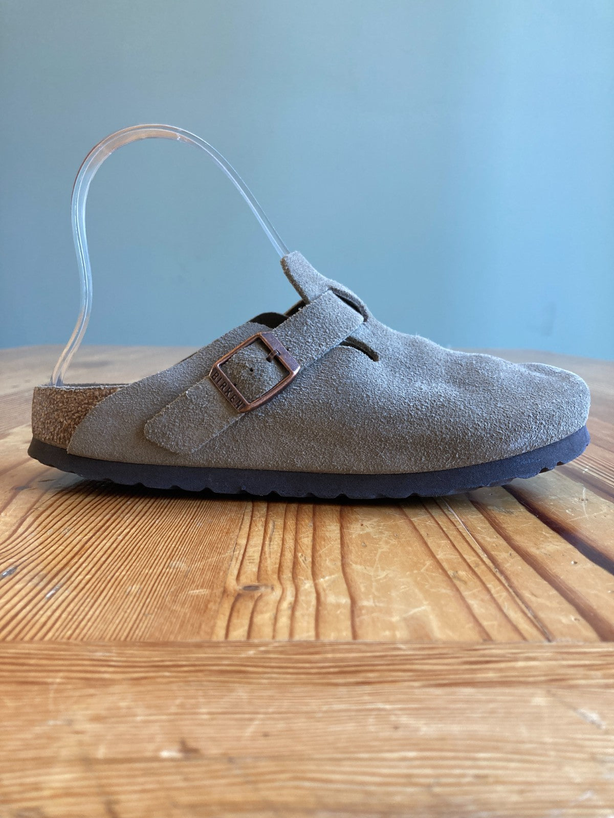 Birkenstock Taupe Gray Suede Slip On Boston Mules Shoes - Size 36 / 6 - 0312IG