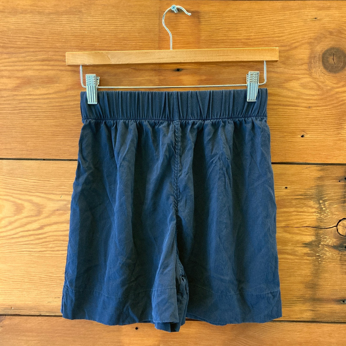 Elizabeth Suzann Navy 100% Silk Elastic Waist Pull-On Shorts - Size XS - 0823EP
