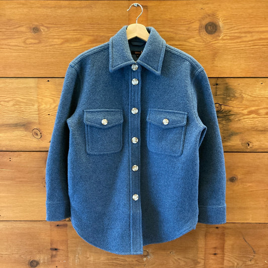 Quince Blue Melange NEW Merino Wool Button Front Shirt Jacket - Size S - 0511VS