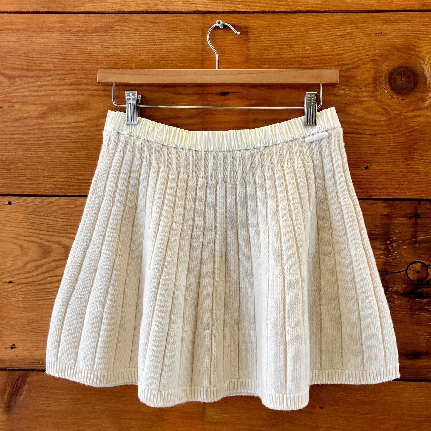 Moncler Cream Virgin Wool Knit A-Line Mini Skirt - 14 Girls / XS WMNS - 0521AB