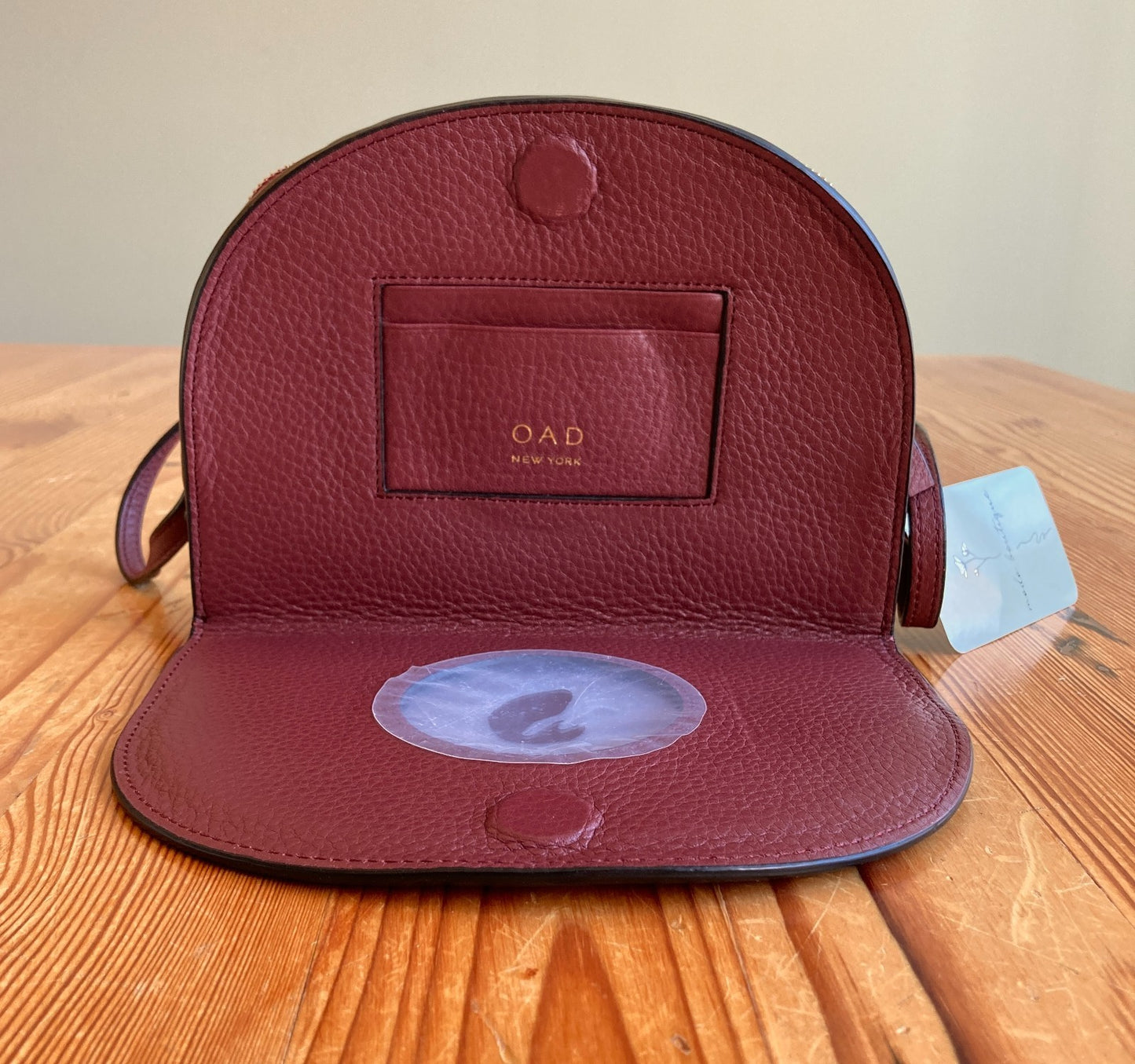 OAD New York Burgundy Leather Zip Around Crossbody Purse - 0416JW