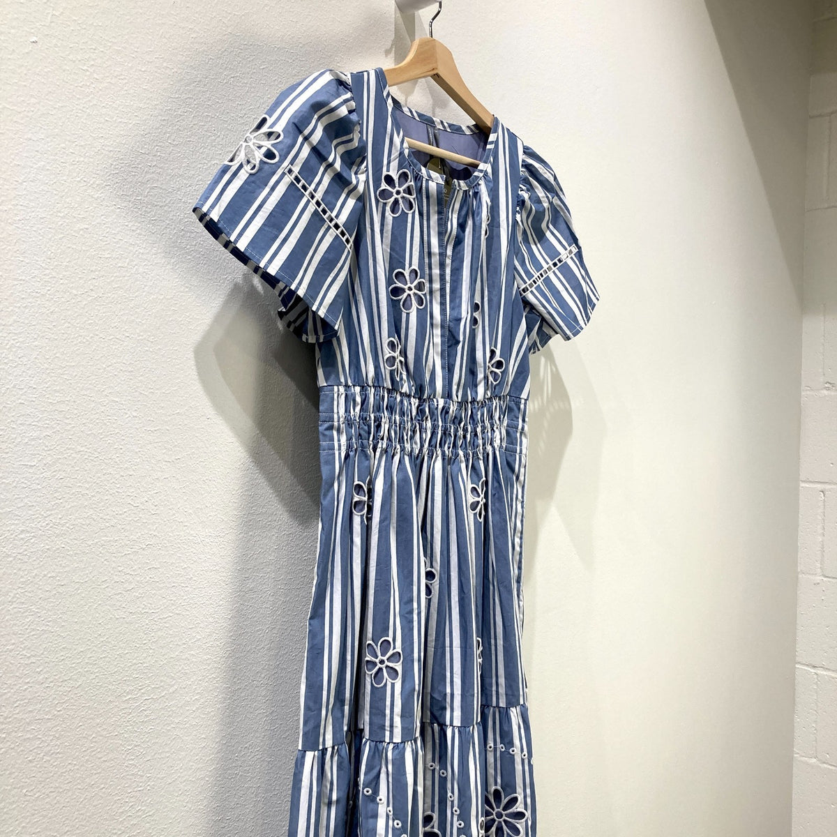 by Anthropologie Blue Striped NEW Eyelet Somerset Dress - Size S - 0501SE
