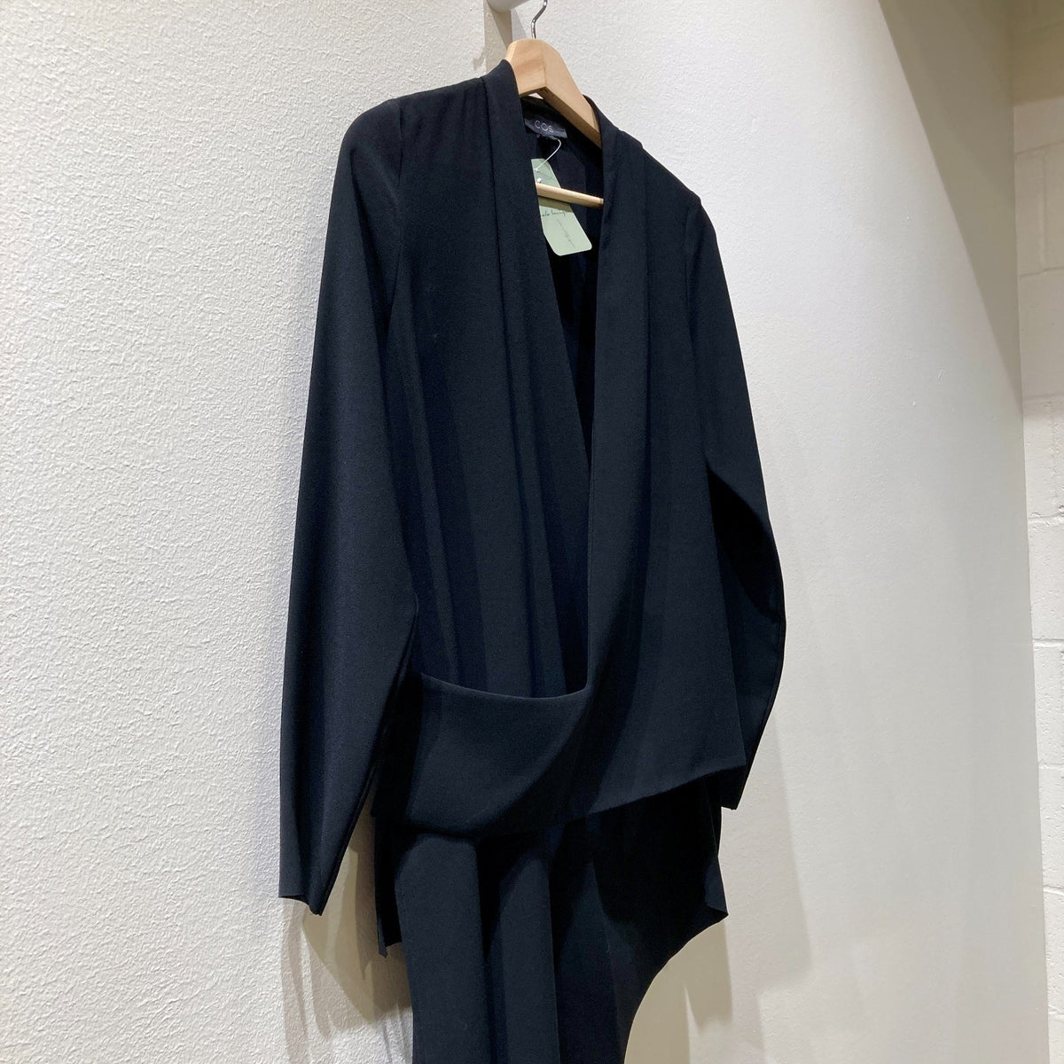 COS Black Asymmetrical Draped Long Sleeve Jacket - Size S - 0907FL