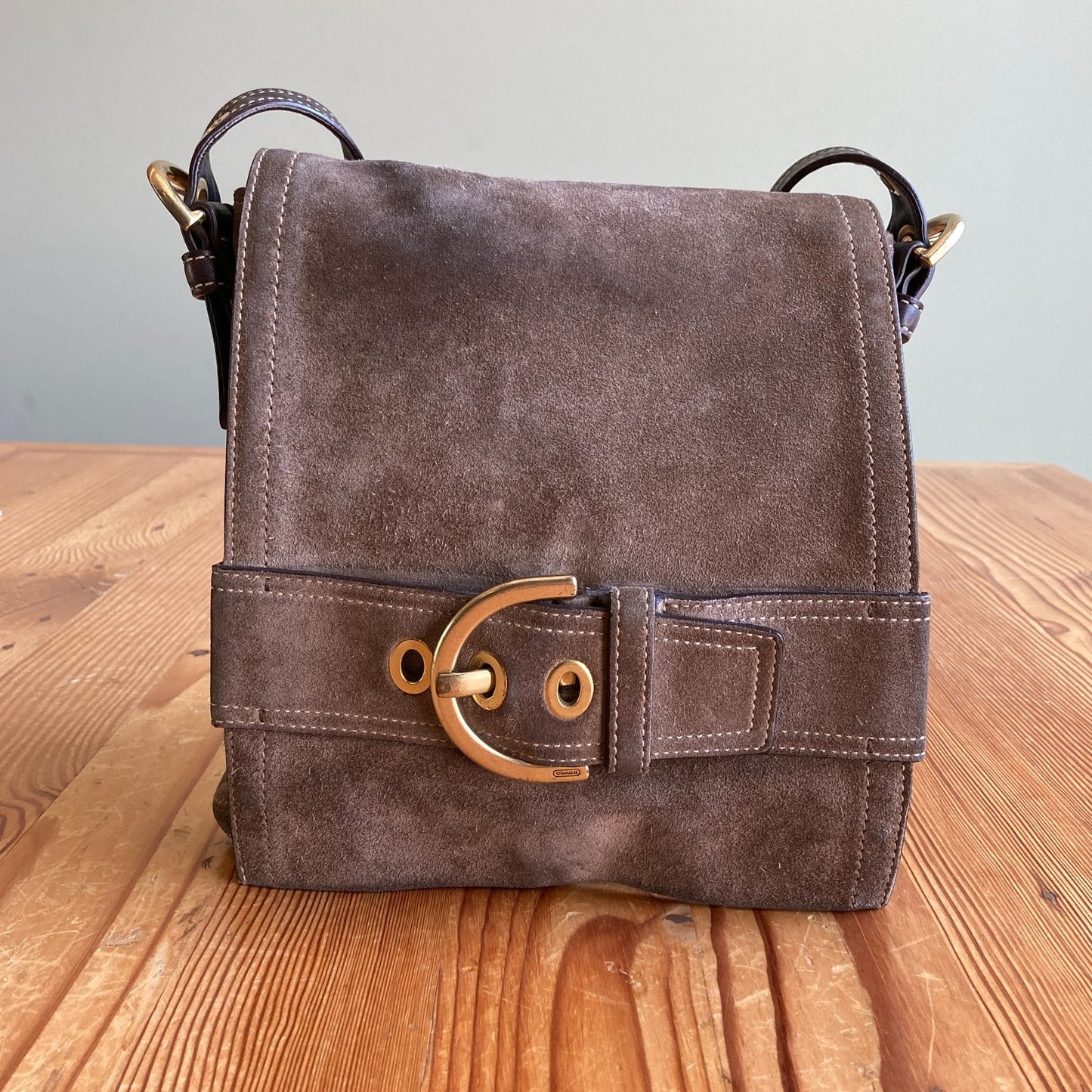 Coach Brown Suede & Leather Y2K Satchel Soho Flap Bag Purse - 0416PP