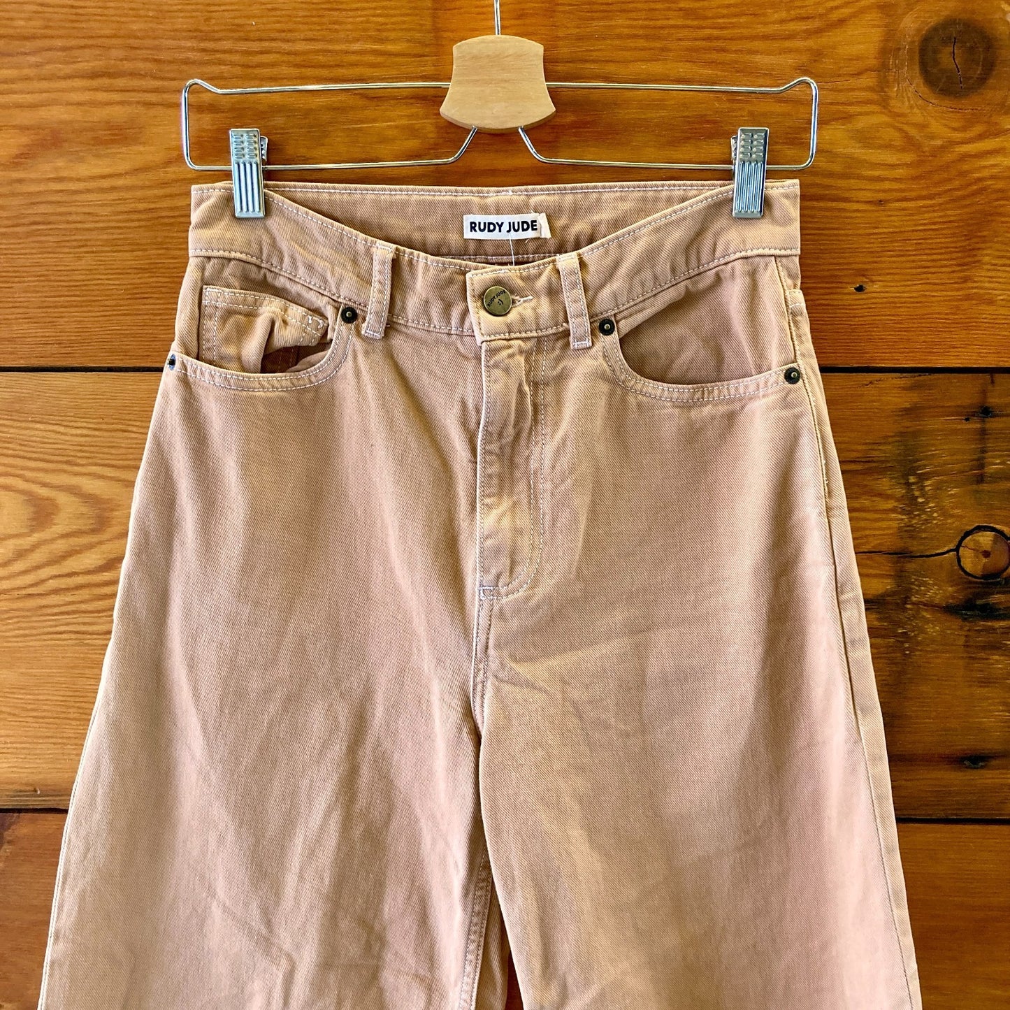Rudy Jude Bark Beige Brown Sarah Womens Wide Leg Jeans - Size 2 - 0312IG