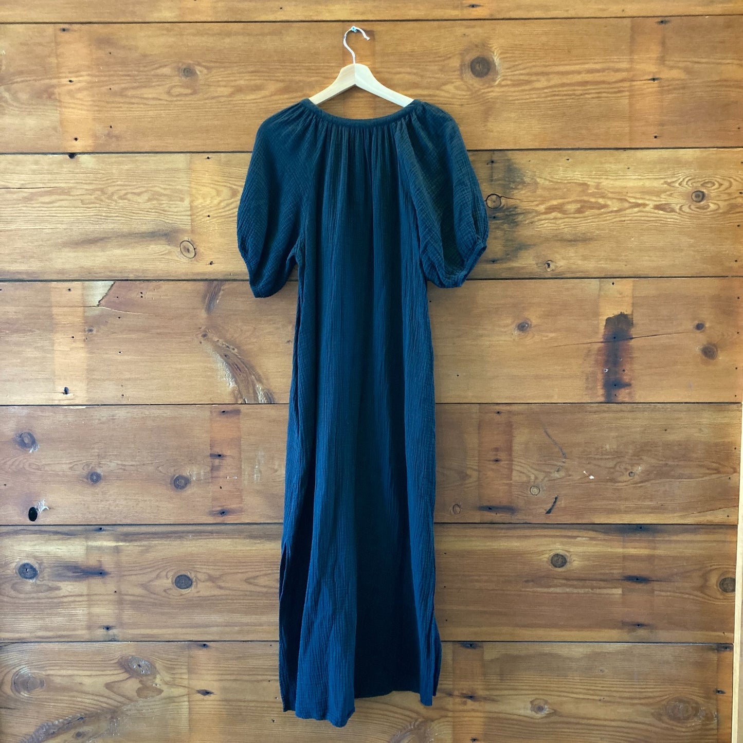 Marine Layer Black Gauze Short Sleeve Button Front Maxi Dress - Size L - 1228KM