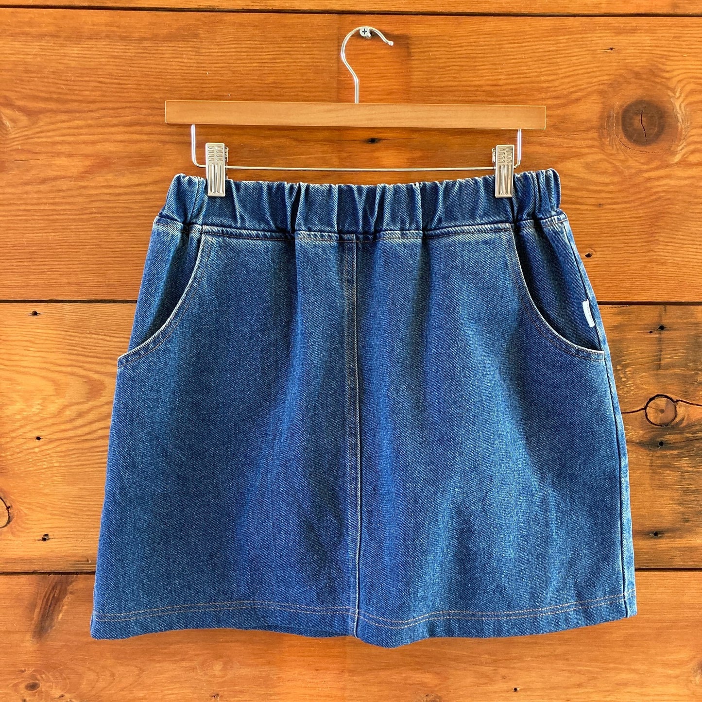L - Le Bon Shoppe Denim Elastic Waist Jean Mini City Skirt 0916VB