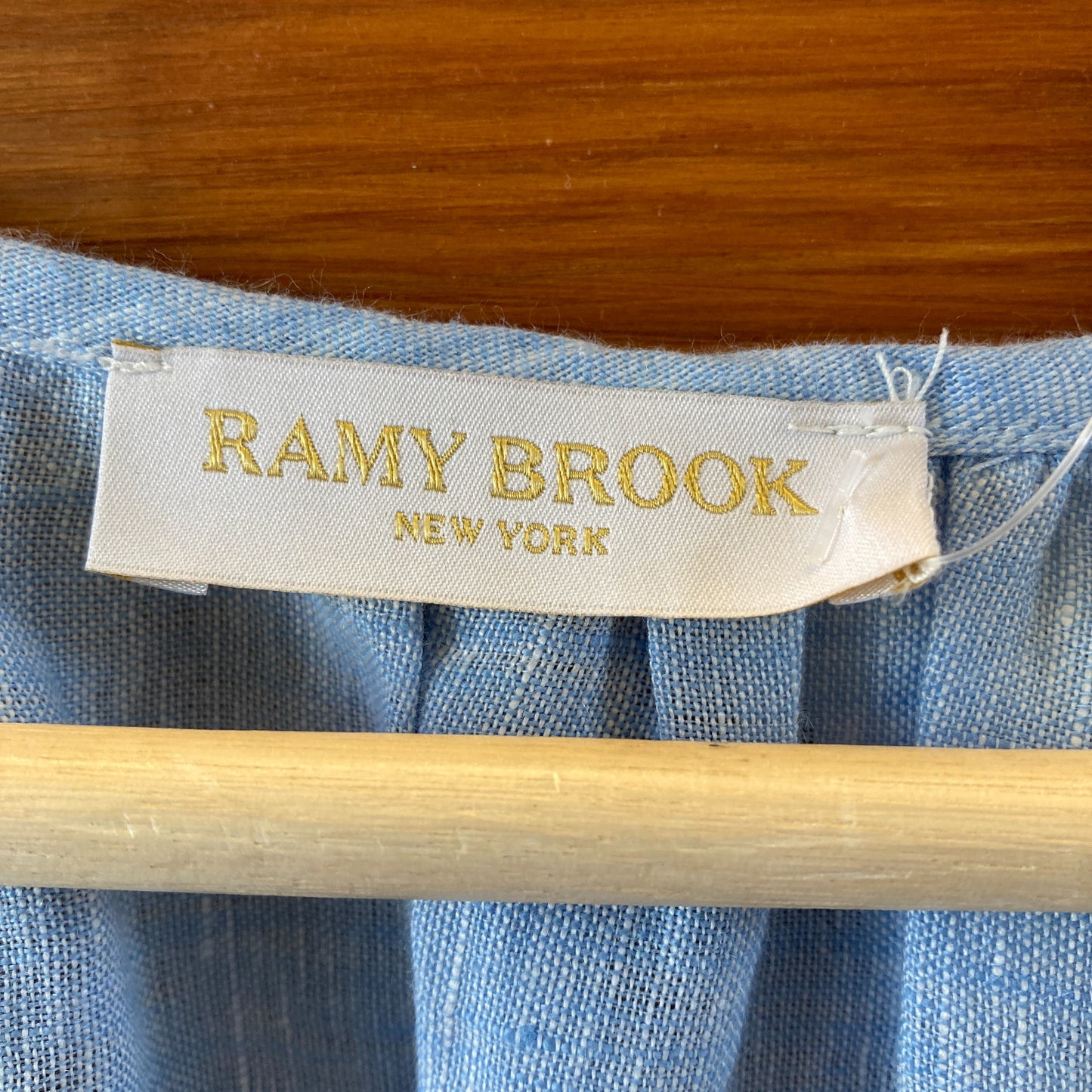 Ramy Brook Blue Chambray Embroidered Linen Ryan Dress - Size S - 1103ES