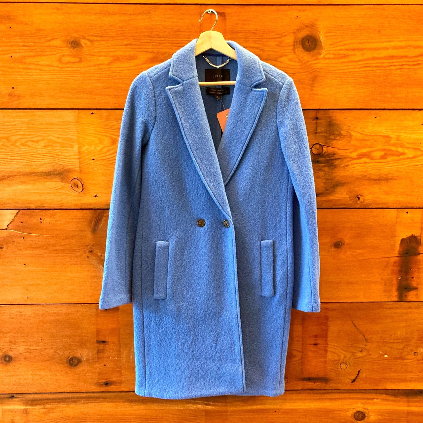 4 - J Crew Seacoast Blue Daphne Topcoat Italian Boiled Wool Coat Jacket 0518AF