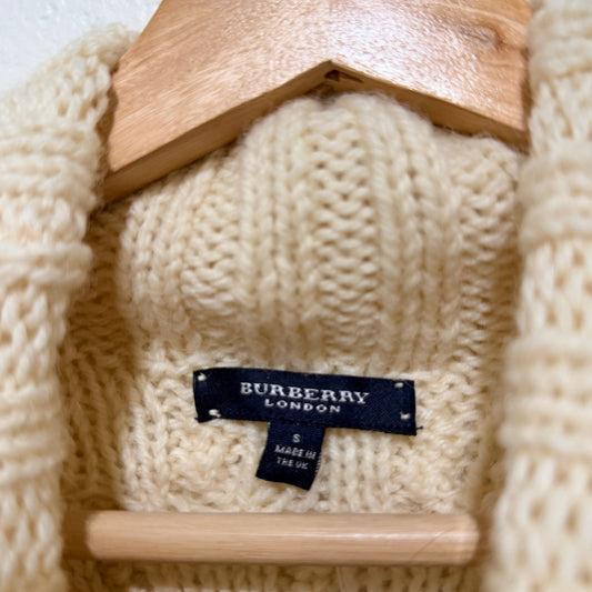 Burberry Vintage Ivory White Turtleneck New Wool Sweater - Size S - 1201CC