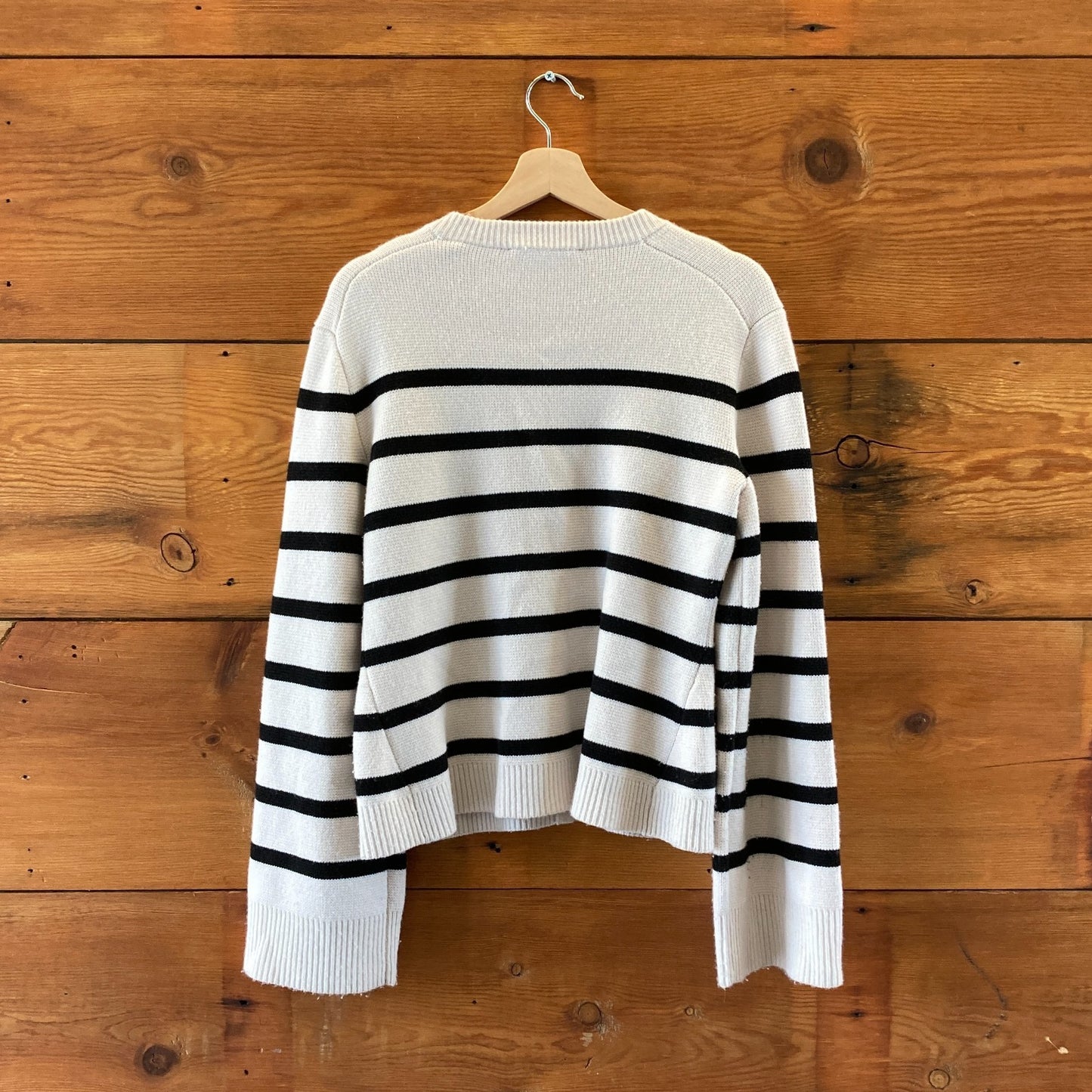 Jenni Kayne $525 Ivory & Black Stripe Cooper Cardigan Sweater - Size XL - 0924GC