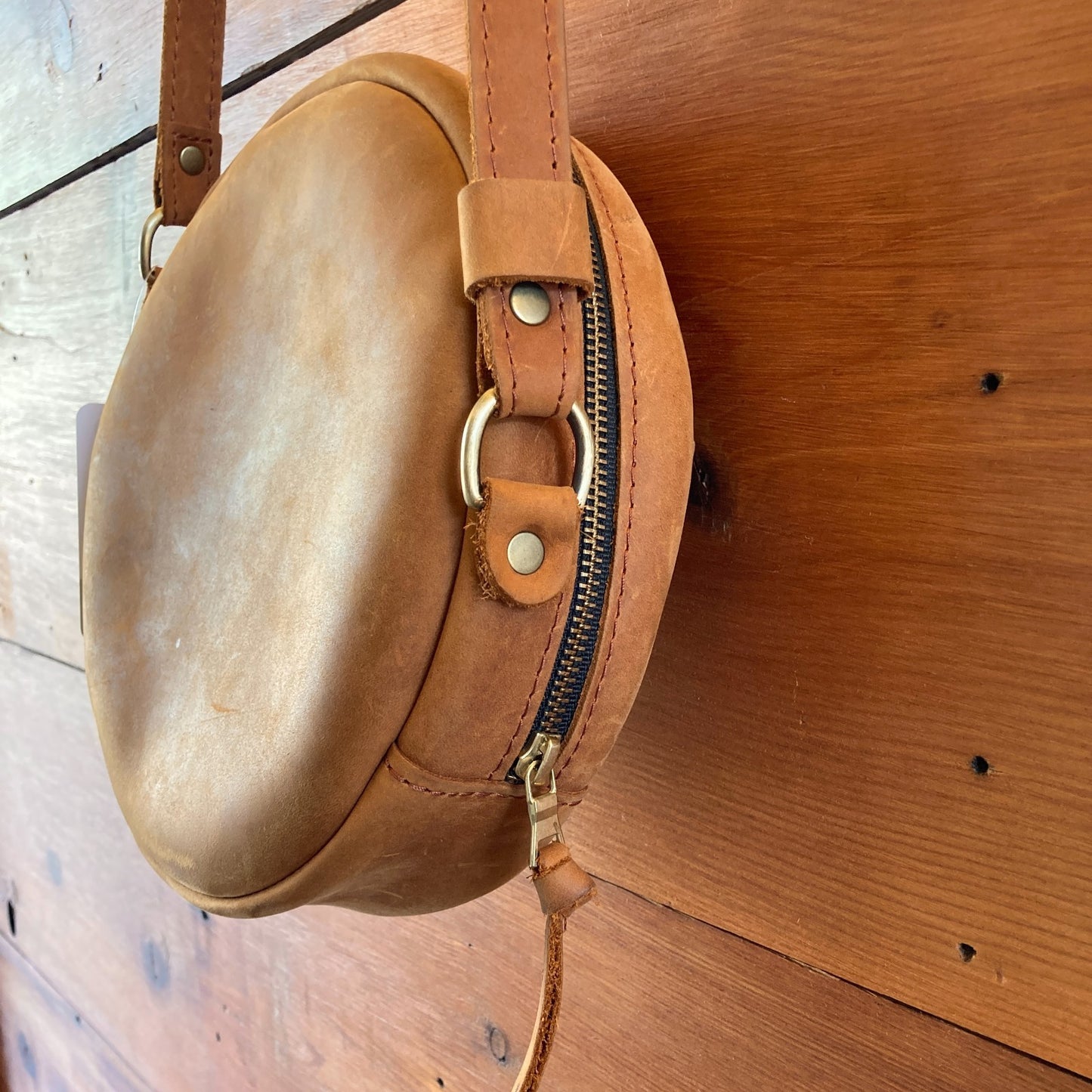 Portland Leather Good Brown Leather Circle Bag - 0605DK