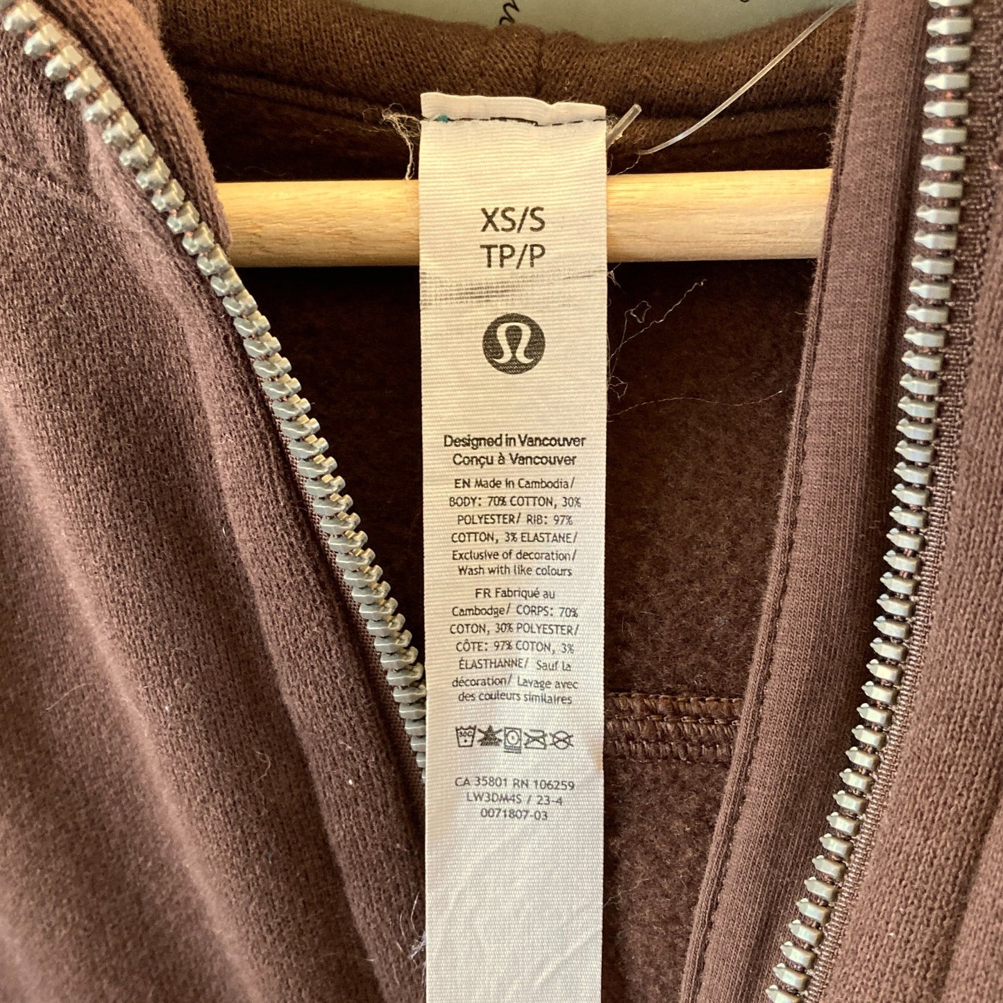 Lululemon Brown Cropped Hooded Half Zip Scuba Sweatshirt - Size XS / S - 0720LP