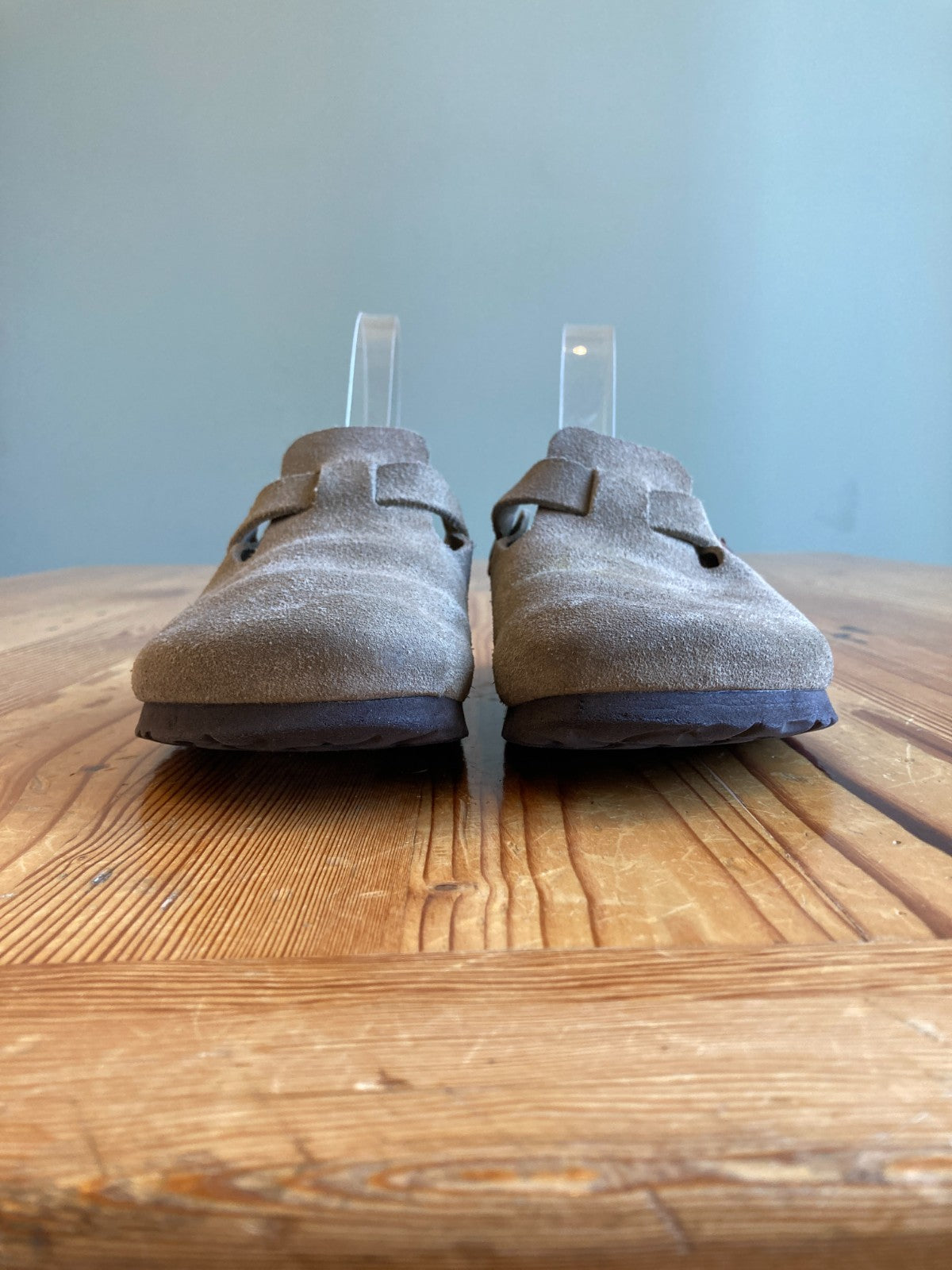 Birkenstock Taupe Gray Suede Slip On Boston Mules Shoes - Size 36 / 6 - 0312IG