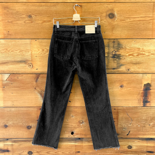 B Sides Jeans Washed Black Raw Hem Straight Denim Pants - Size 25 - 0425KN
