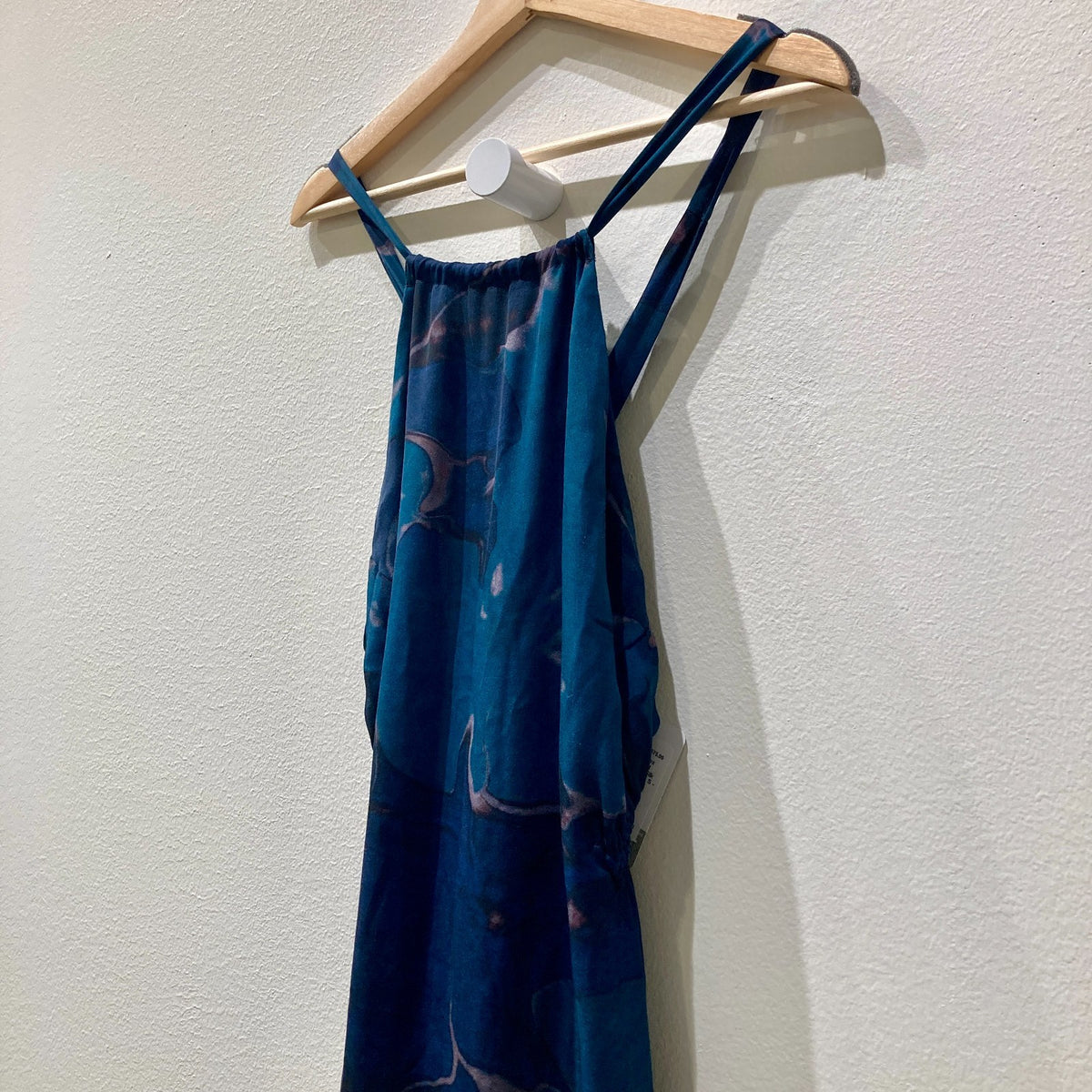 Stone Cold Fox Navy Marbled Abstract Print Silk Dress - Size XS / S - 0312IG