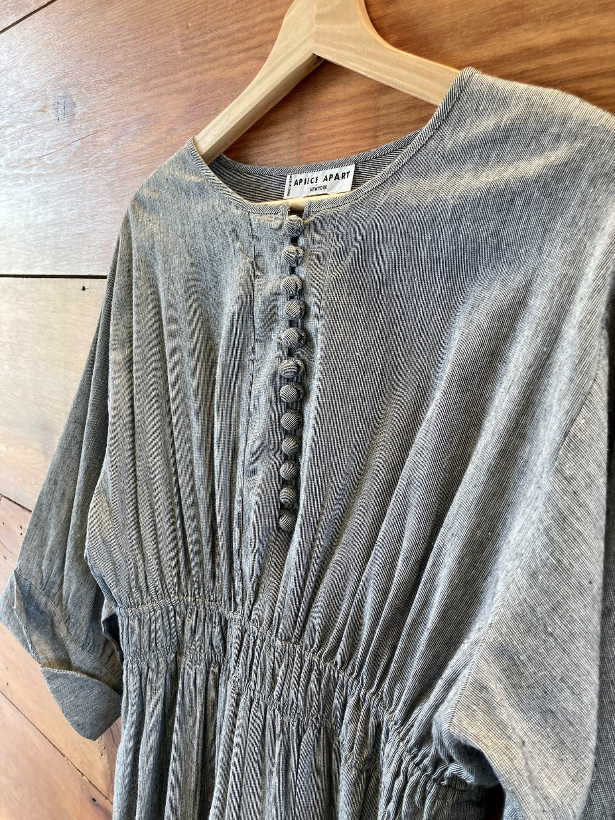 Apiece Apart Gray Cinched Waist 100% Cotton Dress - Size 6 - 0914SM