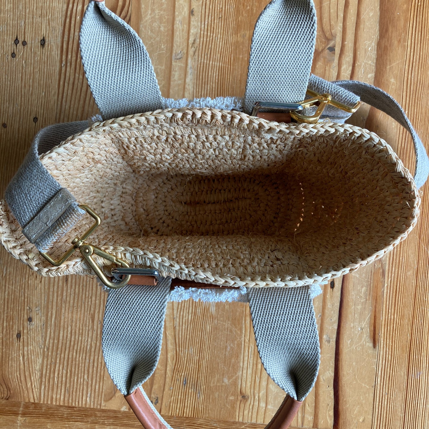Kenzo Raffia & Canvas Straps Sea Urchin Crossbody Purse Bag - 0422VS