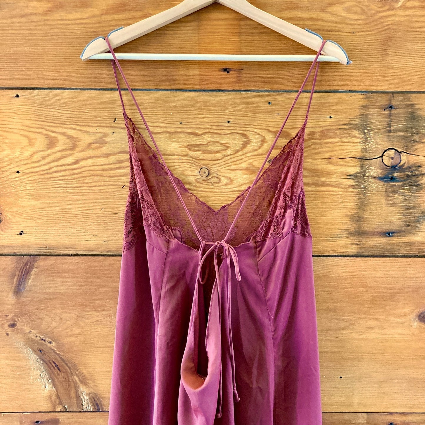 LyreBird Anthropologie NEW Red Brown Lace Silky Slip Dress - Size XL - 0422SJ