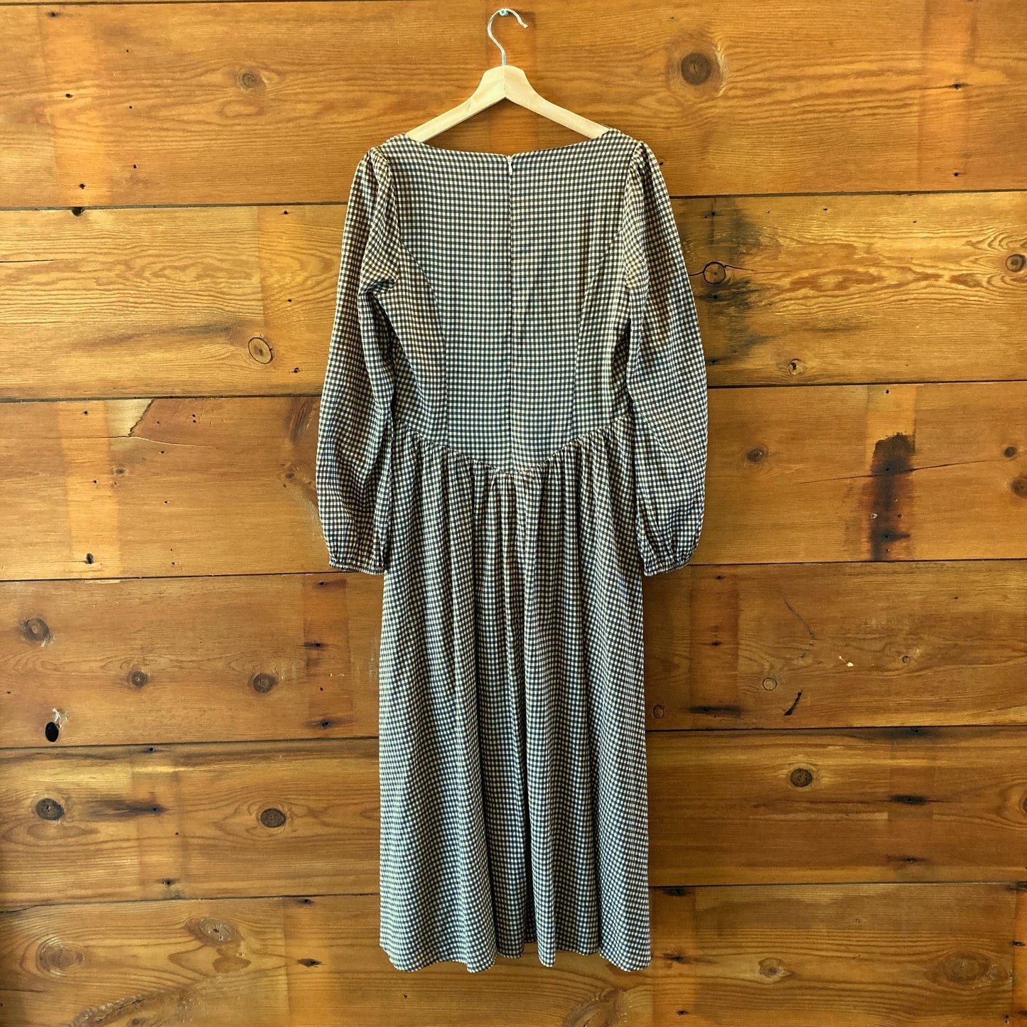 Reformation Brown Gingham NEW Long Sleeve Oria Midi Dress - Size 8 - 0607CC