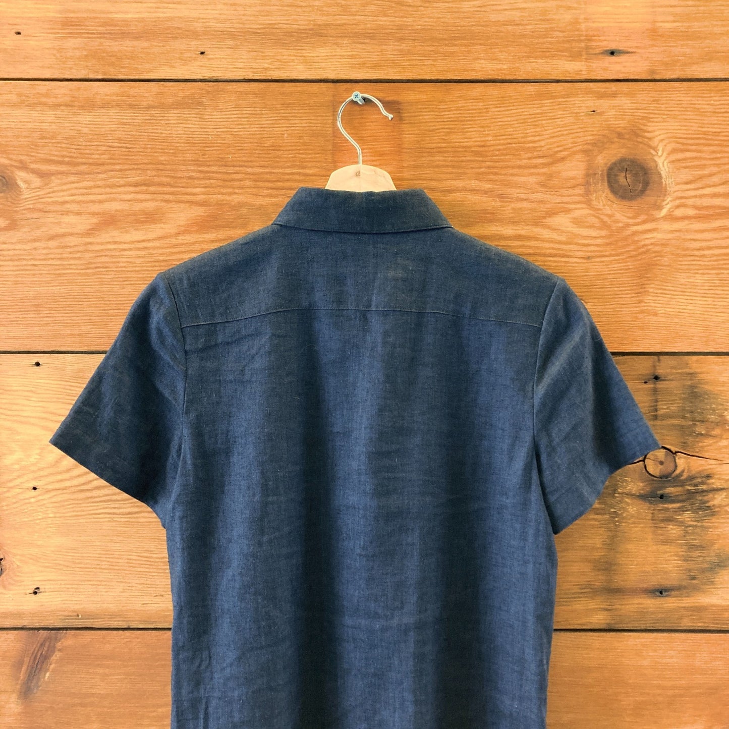 Theory Navy Short Sleeve Button Front Linen Blend Dress - Size P / XS - 0203DE