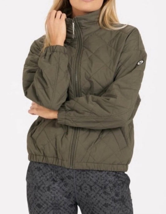 Vuori Olive Green Insulated Echo Quilted Zip Up Bomber Jacket - Size XS - 0816TB