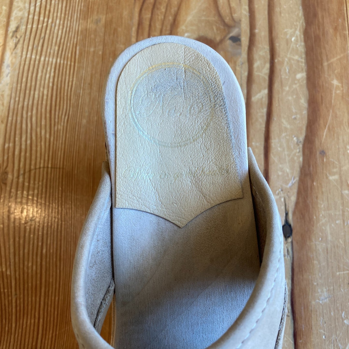 No 6. Light Tan Leather Platform Alexis Clogs Shoes - Size 35 / 5 - 0607EP
